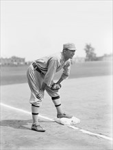 Frank "Home Run" Baker, Major League Baseball Player, Philadelphia Athletics, Portrait at Third Base, Harris & Ewing, 1914