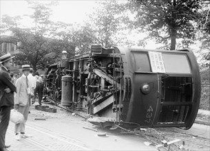 Overturned Streetcar, Washington DC, USA, Harris & Ewing, 1919