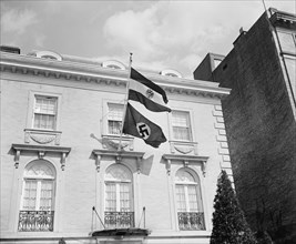 Nazi Flag Flown from Austrian Legation Upon Annexation of Austria by Germany, Washington DC, USA, Harris & Ewing, March 12, 1938