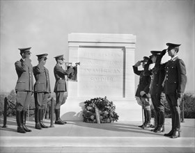 Soldiers Saluting at Tomb of Unknown Soldier, Arlington National Cemetery, Arlington, Virginia, USA, Harris & Ewing, October 20, 1938