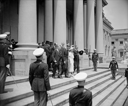King George VI and Queen Elizabeth of the United Kingdom on Steps of U.S. Capitol during their Royal Visit, Washington DC, USA, Harris & Ewing, June 9, 1939