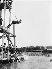 Tidal Basin Diving and Swimming, Washington DC, USA, Harris & Ewing, 1915