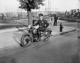 Metropolitan Police Officer Sitting on Motorcycle, Washington DC, USA, Harris & Ewing, 1932