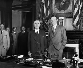 Secretary of War George H. Dern and Charles Lindbergh, Portrait, Washington DC, USA, 1934