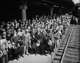 Crowd at Train Station, USA, Harris & Ewing, 1935