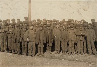 Portrait of a Large Group of Young Breaker Boys at Coal Mine, Pennsylvania Coal company, Pittston, Pennsylvania, USA, Lewis Hine, 1911