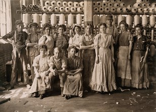 Portrait of Group of Workers in Cotton Mill, Indianapolis, Indiana, USA, Lewis Hine, 1908