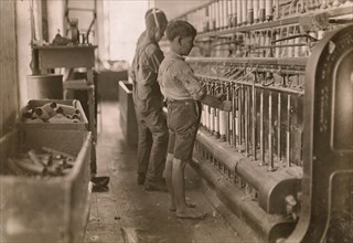 Young Boys Working as Doffers at Cotton Mill, Cherryville, North Carolina, USA, Lewis Hine, 1908