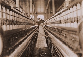 Young Girl Working as Spinner at Cotton Mill, Lancaster, South Carolina, USA, Lewis Hine, 1908