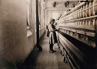 Young Girl Spinning Cotton at Cotton Mill, Lancaster, South Carolina, USA, Lewis Hine, 1908