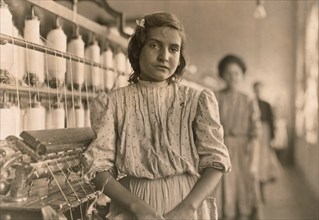 Portrait of Teen Girl Working as Spinner at Cotton Mill, Lancaster, South Carolina, USA, Lewis Hine, 1908