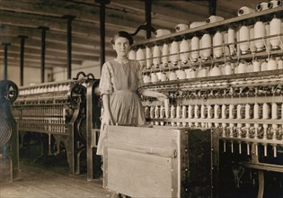 Portrait of Adrienne Pagnette, French Immigrant Teen Girl, 1 of 17 Family Members Working at Cotton Mill, Winchendon, Massachusetts, USA, Lewis Hine, 1911