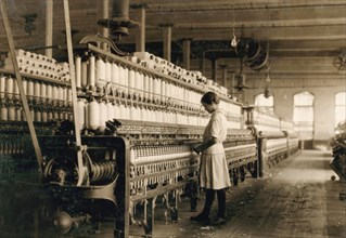 Young Teen Girl Working as Spinner at Cotton Mill, West, Texas, USA, Lewis Hine, 1913