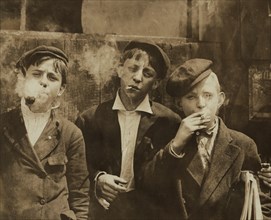 Three Young Newsboys Smoking, Saint Louis, Missouri, USA, Lewis Hine, 1910