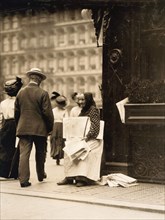 Elderly Woman Selling Newspapers, Broadway, New York City, New York, USA, Lewis Hine, 1910