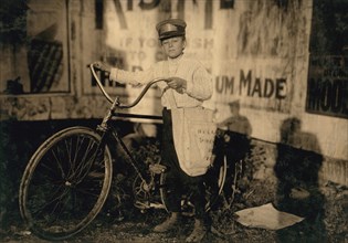 Portrait of 14-year-old Messenger with Bicycle, Bellevue Messenger Service, Houston, Texas, USA, Lewis Hine, 1913