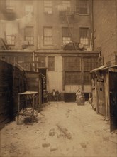 Family at Rear of Tenement Building, 134 1/2, Thompson Street, New York City, New York, USA, Lewis Hine, 1912