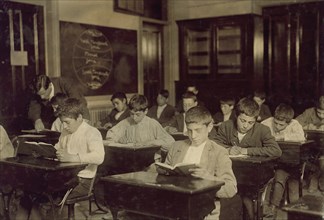Immigrant Boys at Night School, Boston, Massachusetts, USA, Lewis Hine, 1909