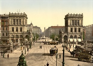 Street Scene, Halle Gate and Belle Alliance Square, Berlin, Germany, Photochrome Print, Detroit Publishing Company, 1900