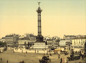 Place de la Bastille, Paris, France, Photochrome Print, Detroit Publishing Company, 1900