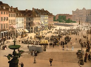 Hochbrucke Square, Copenhagen, Denmark, Photochrome Print, Detroit Publishing Company, 1900