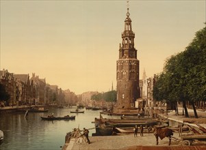 Canal Scene, Oude Schans, Amsterdam, Holland, Photochrome Print, Detroit Publishing Company, 1900