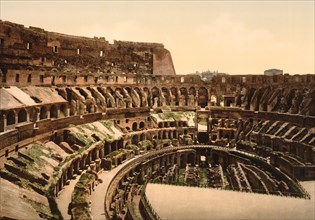Interior of Coliseum, Rome, Italy, Photochrome Print, Detroit Publishing Company, 1900