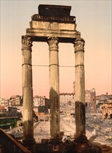 Ruins, Temple of Castor and Pollux, Rome, Italy, Photochrome Print, Detroit Publishing Company, 1900