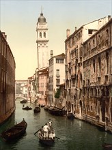 Canal Near St. George's, Venice, Italy, Photochrome Print, Detroit Publishing Company, 1900