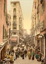 Street Scene Near the Rialto, Venice, Italy, Photochrome Print, Detroit Publishing Company, 1900