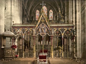 Cathedral Choir Screen, Hereford, England, Photochrome Print, Detroit Publishing Company, 1900