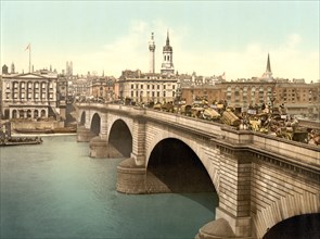 London Bridge, London, England, Photochrome Print, Detroit Publishing Company, 1900