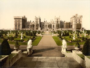 East Terrace and Windsor Castle, Windsor, Berkshire, England, Photochrome Print, Detroit Publishing Company, 1900