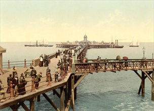 Crowd of People on Jetty, Margate, England, Photochrome Print, Detroit Publishing Company, 1900