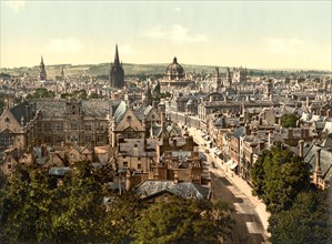General View and High Street, Oxford, England, Photochrome Print, Detroit Publishing Company, 1900