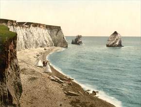 Freshwater Bay Arch and Stag Rocks, Isle of Wight, England, Photochrome Print, Detroit Publishing Company, 1900