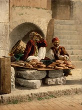 Bread Sellers, Jerusalem, Holy Land, Photochrome Print, Detroit Publishing Company, 1900