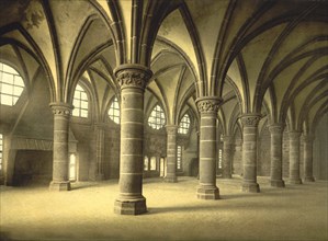 Knights' Hall, Mont St. Michel, France, Photochrome Print, Detroit Publishing Company, 1900