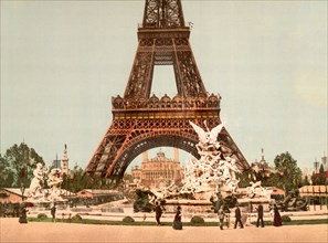 Eiffel Tower and Fountain, Exposition Universelle, Paris, France, Photochrome Print, Detroit Publishing Company, 1900