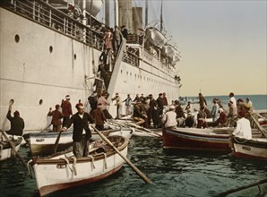 Passengers Disembarking from Cruise Ship, Algiers, Algeria, Photochrome Print, Detroit Publishing Company, 1899