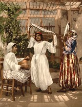 Dancing Arab Girls, Algiers, Algeria, Photochrome Print, Detroit Publishing Company, 1899