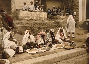 Couscous Sellers and Arab Cafe, Tunis, Tunisia, Photochrome Print, Detroit Publishing Company, 1899