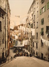 Public Laundry of St. Brigida, Genoa, Italy, Photochrome Print, Detroit Publishing Company, 1900