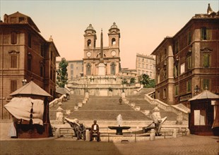 Trinita dei Monti, Rome, Italy, Photochrome Print, Detroit Publishing Company, 1900