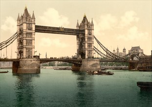 Tower Bridge, London, England, Photochrome Print, Detroit Publishing Company, 1900