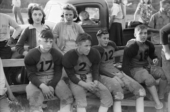 Football Players at High School Football Game, Greensboro, Georgia, USA, Jack Delano for Farm Security Administration, October 1941