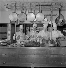 Chefs in Kitchen of one of the Fred Harvey Restaurants, Union Station, Chicago, Illinois, USA, Jack Delano for Office of War Information, January 1943