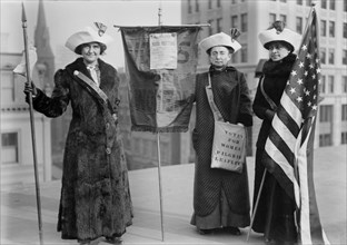 Mrs. J. Hardy Stubbs, Miss Ida Craft, Miss Rosalie Jones, Suffragettes during Suffrage Hikes, Portrait, Bain News Service, 1914