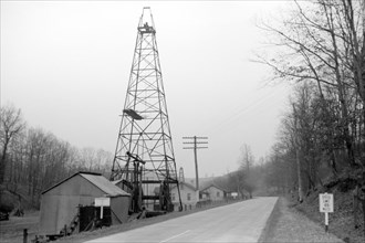 Oil Well on Highway U.S. 50, Ritchie County, West Virginia, USA, Arthur Rothstein for Farm Security Administration, February 1940