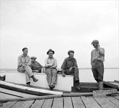 Oystermen at Rest, Rock Point, Maryland, USA, Arthur Rothstein for Farm Security Administration, September 1936
